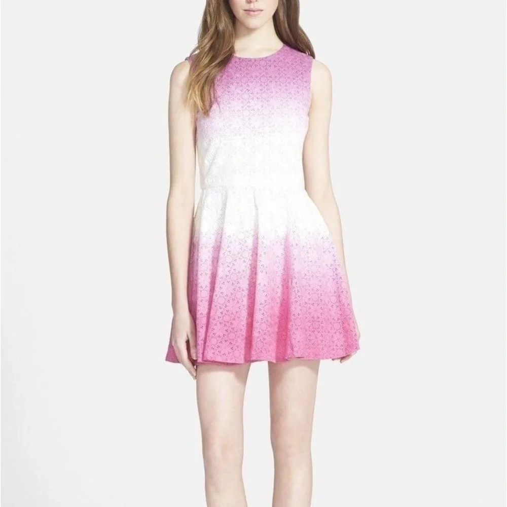 Diane Von Furstenberg dress eyelet flare‎ Jeannie Ombre feminine romantic cotton